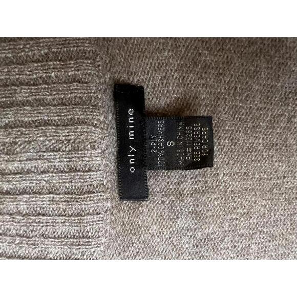 Only Mine Taupe White Striped 100% Cashmere Open Front Cardigan Vest Size Small - Picture 2 of 4